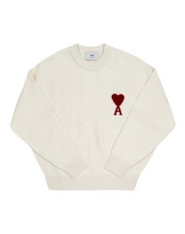 AMI UKS838 018 154 아미 드 꾀흐 빅 하트 로고 인타르시아 공용 니트
