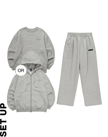 [SET] 데일리 스탠다드 맨투맨 or 후드집업 + 와이드 팬츠 멜란그레이