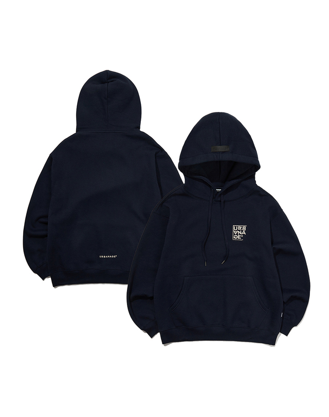 어반에이지 [SET] 로고 포인트 맨투맨 or 후드 + 조거 팬츠 네이비 착용컷