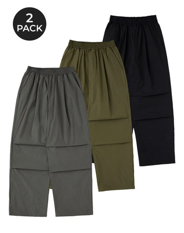 [2PACK] Waterproof 원턱 파라슈트 와이드 팬츠 (3COLOR)