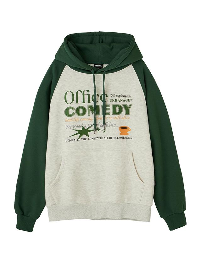 어반에이지 Office 나그랑 오버 기모 후드_그린 착용컷
