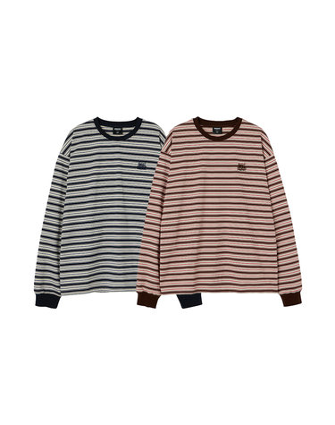 [2PACK] 멀티 스트라이프 오버핏 롱슬리브_2color