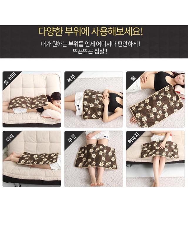 로보틱케어 특대형 게르마늄 전기 찜질기 (고급실리콘열선 국내생산 온열 핫팩) 착용컷