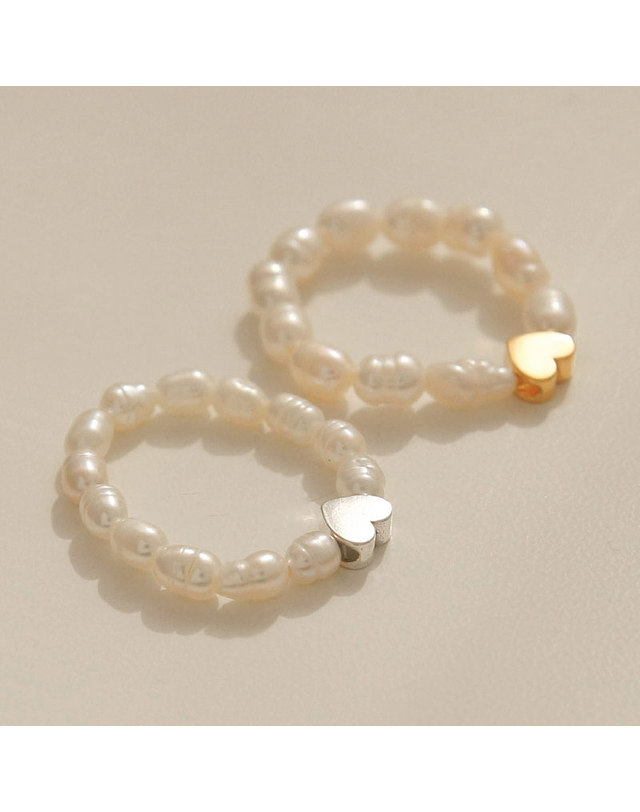 제이로렌 제이로렌 담수진주 실버 하트 펜던트 반지 R0609 착용컷