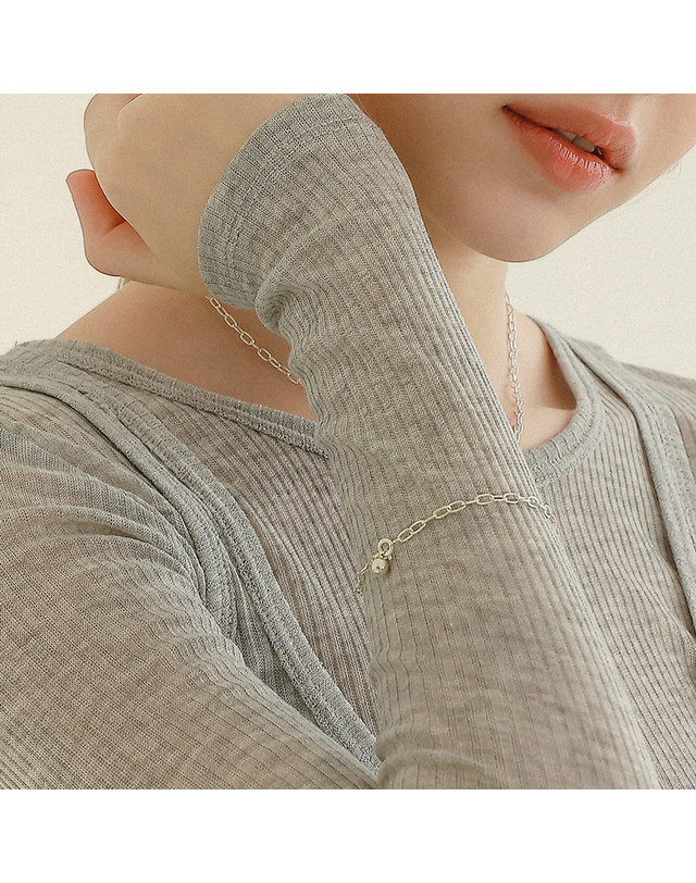 제이로렌 제이로렌 베이직 실버 볼 팔찌 B0974 착용컷