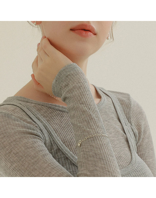 제이로렌 제이로렌 베이직 실버 볼 팔찌 B0974 착용컷