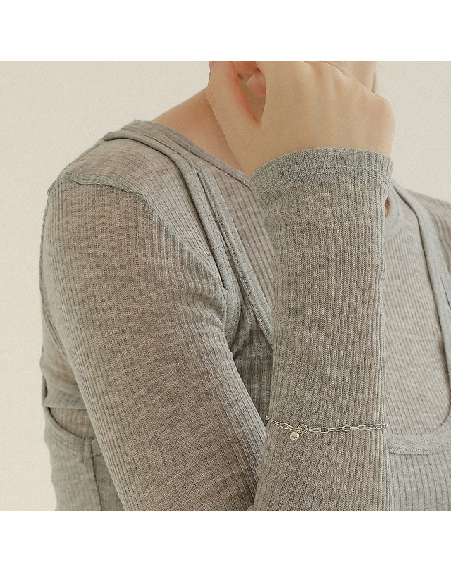 제이로렌 제이로렌 베이직 실버 볼 팔찌 B0974 착용컷