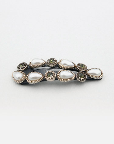 제이로렌 진주 큐빅 옆머리 똑딱핀 H01502