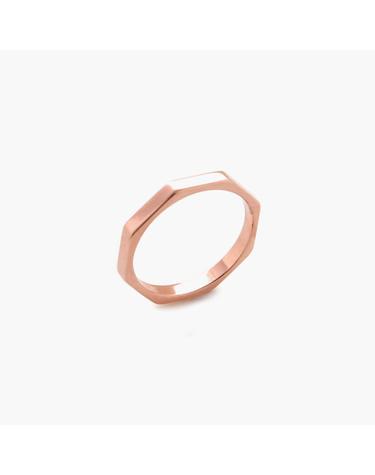 제이로렌 9R0381 펜타곤 로즈골드 실버 반지