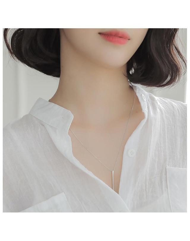 제이로렌 제이로렌 0N0909 일자바 펜던트 데일리 실버목걸이 착용컷