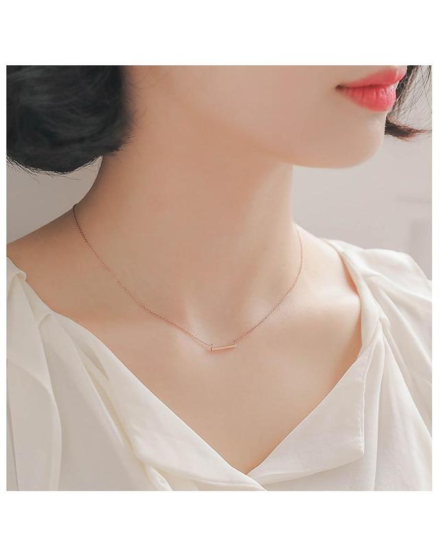 제이로렌 제이로렌 0N0903 로즈골드 막대바 데일리 실버목걸이 착용컷