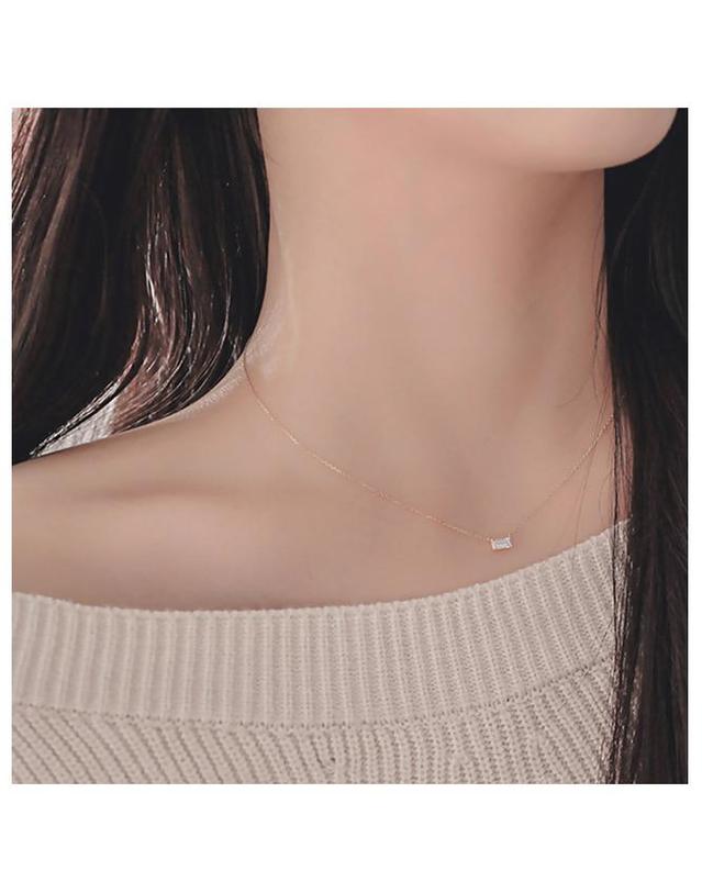 제이로렌 제이로렌 05G0146 14K 데일리 큐빅바 골드목걸이 착용컷