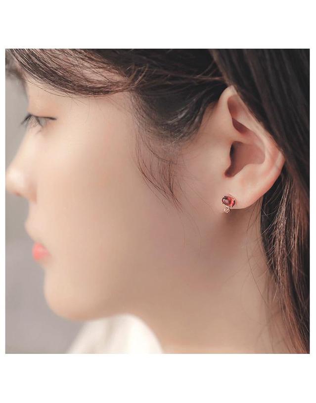 제이로렌 제이로렌 03M02962 가넷 시트린 로즈골드 실버귀걸이 착용컷
