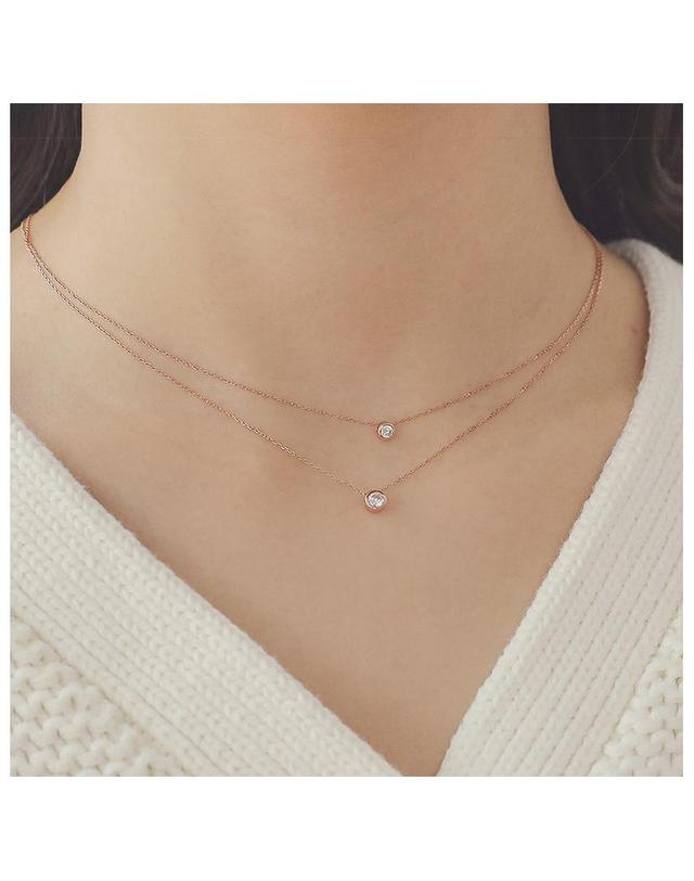 제이로렌 제이로렌 03G019114K 데일리 큐빅 골드목걸이-small 착용컷