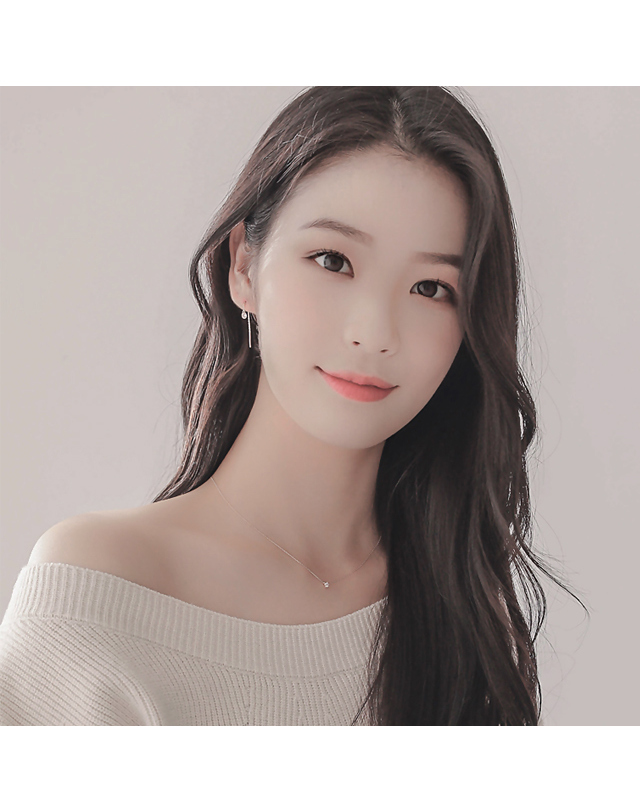제이로렌 제이로렌 14K 데일리 큐빅 골드목걸이 G0147_21 착용컷