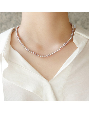 바이데이지 라이트 퍼플 4.5mm 담수 진주 목걸이 Bn0498