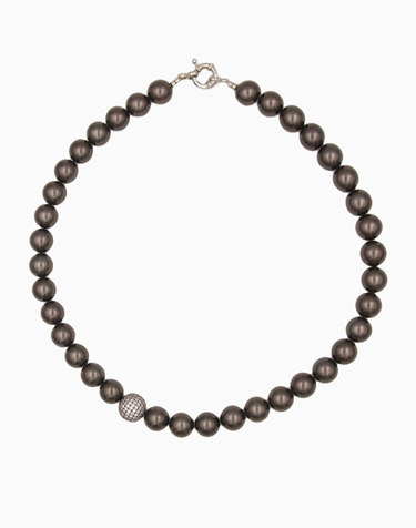 바이데이지 파베 큐빅볼 12mm 흑진주 목걸이 Bn0562