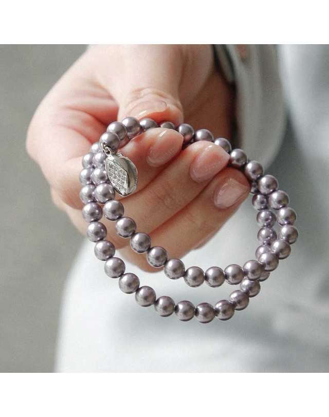 바이데이지 바이데이지 6mm 퍼플 핵진주 목걸이 Bn0553 착용컷