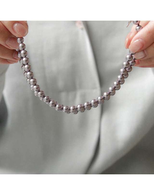 바이데이지 바이데이지 6mm 퍼플 핵진주 목걸이 Bn0553 착용컷