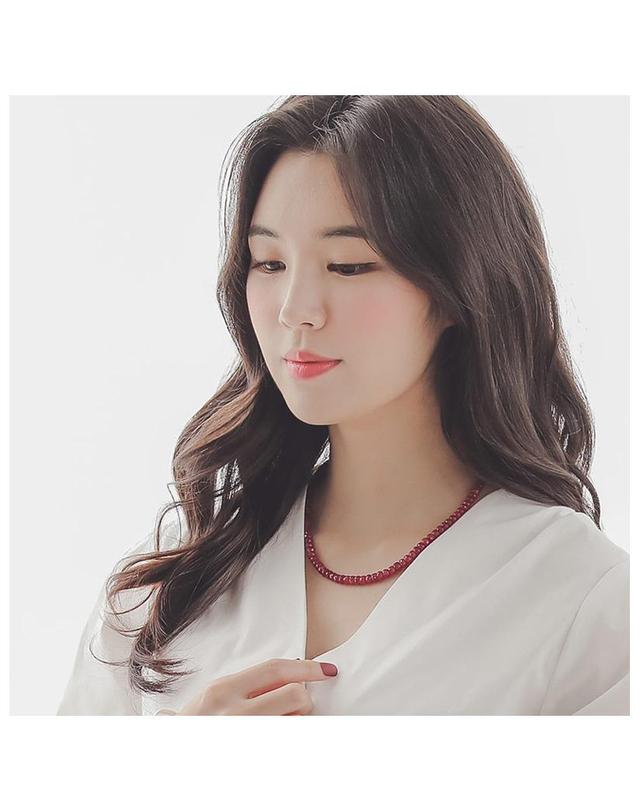 바이데이지 바이데이지 05Bn0415 천연 컷팅 루비 원석 실버목걸이 착용컷