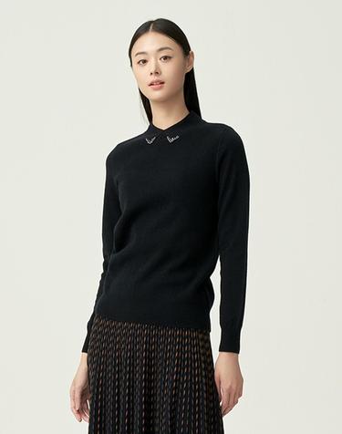 장식넥 니트 풀오버_VOCBLXWA241