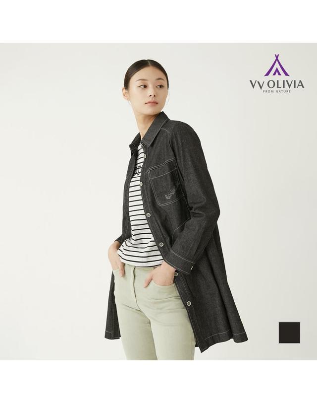 올리비아로렌 데님 롱 블라우스_VVBNLYS2121 착용컷