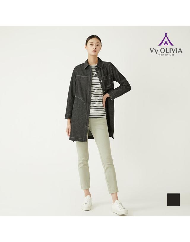 올리비아로렌 데님 롱 블라우스_VVBNLYS2121 착용컷