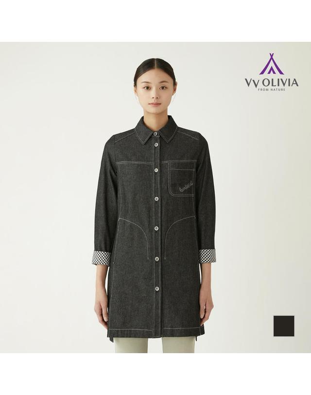 올리비아로렌 데님 롱 블라우스_VVBNLYS2121 착용컷