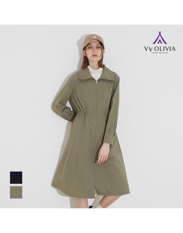 올리비아로렌 원피스형 롱 트렌치 점퍼_VVCCL3S2361 착용컷