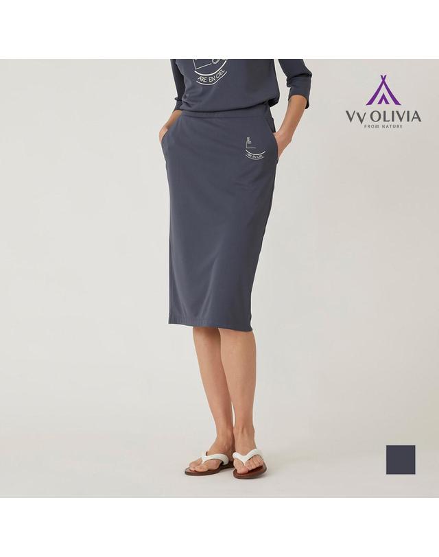 올리비아로렌 H라인 져지 스커트_VVCDKYM3481 착용컷