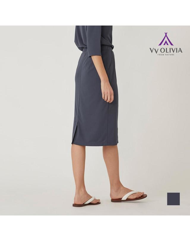 올리비아로렌 H라인 져지 스커트_VVCDKYM3481 착용컷
