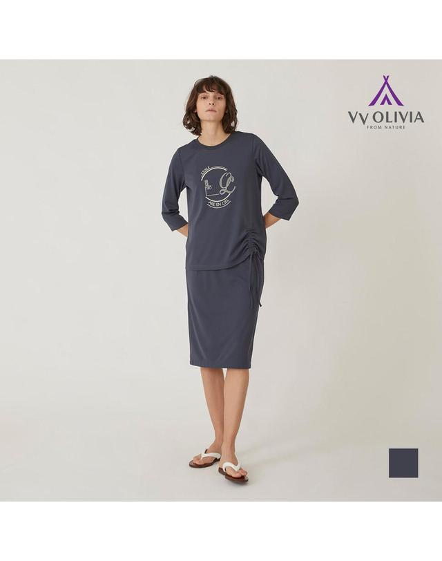 올리비아로렌 H라인 져지 스커트_VVCDKYM3481 착용컷
