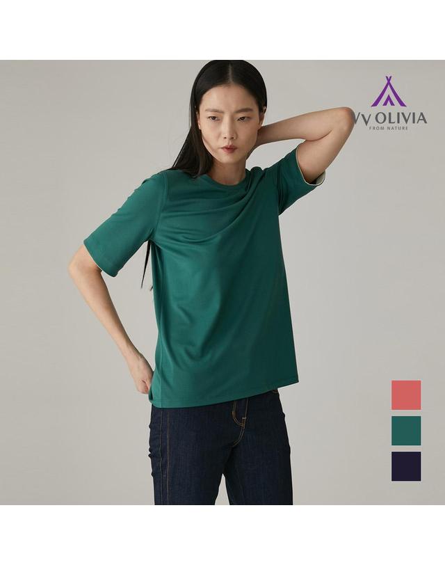 올리비아로렌 턴업 소매 티셔츠_VVCASXM4441 착용컷