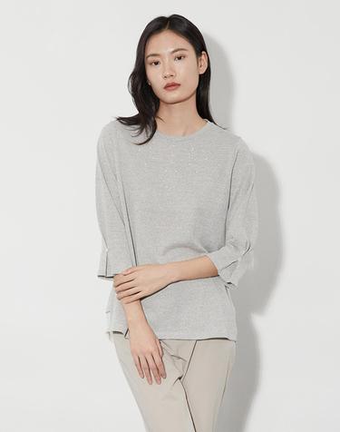 쉬폰 배색 7부 티셔츠_MDEAL4M2481