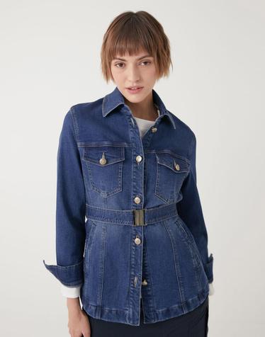 [비비올리비아] 벨티드 슬림 데님 자켓_VVBMJ3F7481
