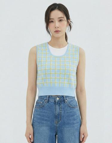 [반에이크] 사각패턴 니트베스트_VB34KVQ304Z