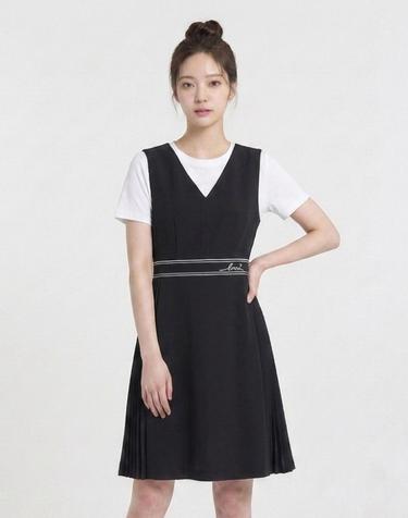[에꼴드파리/드라로얄] 밑단 플리츠 주름 민소매 원피스_RB35WOAM13Z