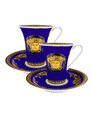 [베르사체 VERSACE] 메두사 블루 커피컵앤소서2인조세트(Tall)