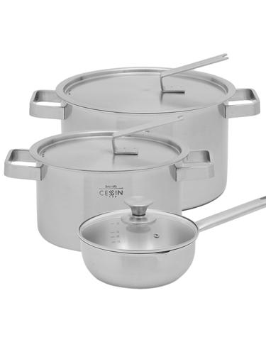 [세신 퀸센스] 통5중 5PLY 스테인레스 냄비 3종세트 - 편수 웍20cm/양수20cm/양수24cm