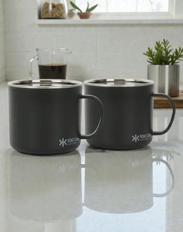 퀸센스 수 304 머그컵 300ml 1+1 (블랙+블랙)
