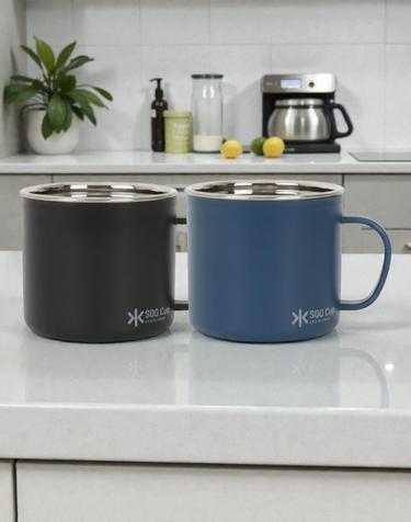 퀸센스 수 304 머그컵 300ml 1+1 (블랙+네이비)