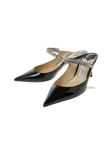 [지미추] SS25 여성 크리스탈 스트랩 뮬 BING 65 PAT BLACK