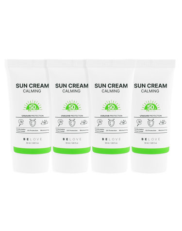 (4개)비러브 카밍 선크림 50ml SPF50+ PA++++ /순한 눈시림없는 자외선차단제 시카 선블록