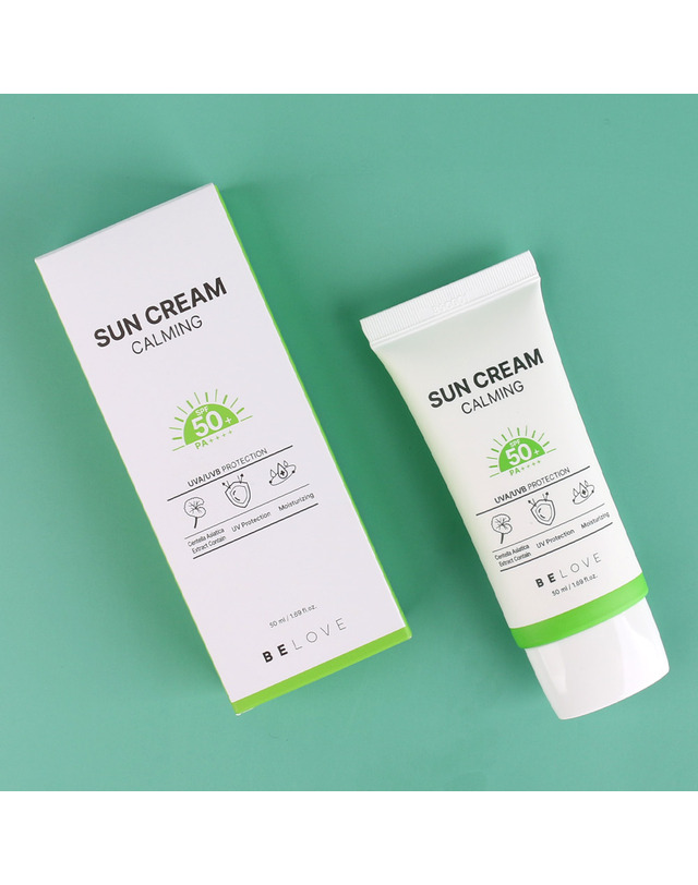 비러브 (1+1)비러브 카밍 선크림 50ml SPF50+ PA++++ /순한 눈시림없는 자외선차단제 시카 선블록 착용컷