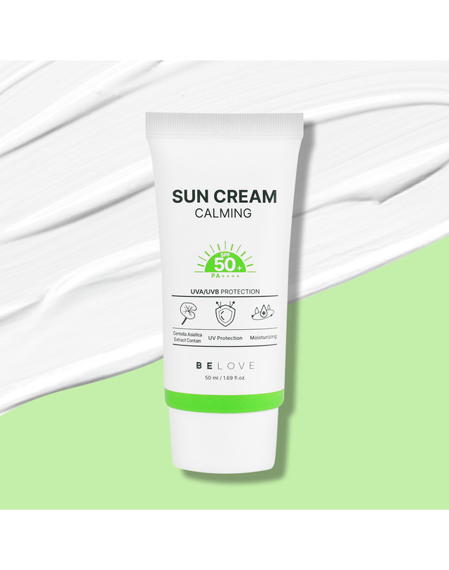 비러브 비러브 카밍 선크림 50ml SPF50+ PA++++ /순한 눈시림없는 자외선차단제 시카 선블록 착용컷