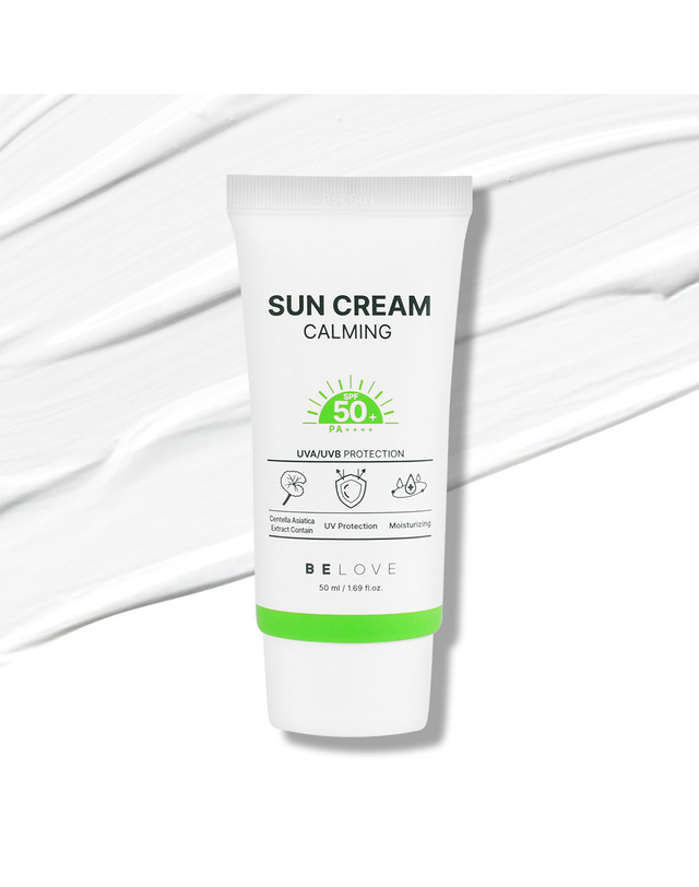 비러브 (4개)비러브 카밍 선크림 50ml SPF50+ PA++++ /순한 눈시림없는 자외선차단제 시카 선블록 착용컷