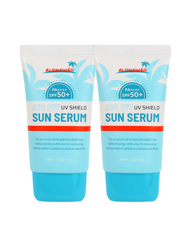 (2개)알로하와이 UV쉴드 에어핏 선세럼 60ml SPF50+ PA++++ /백탁없는 수분 썬크림 선블록 자외선차단제