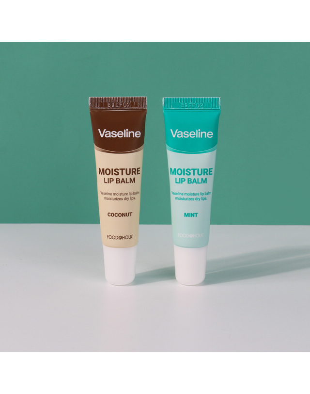 푸드어홀릭 바세린 모이스처 립밤 12ml /코코넛 민트 고보습 립에센스 착용컷