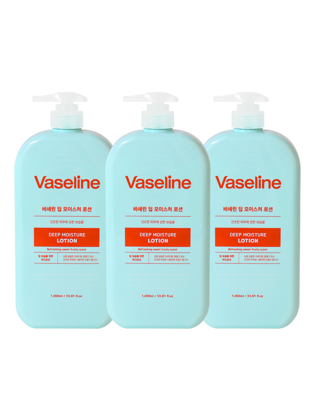 푸드어홀릭 (3개/무배)바세린 딥 모이스처 바디로션 1000ml /대용량 건조한피부용 고보습 착용컷