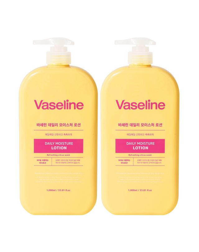 푸드어홀릭 (2개/무배)바세린 데일리 모이스처 바디로션 1000ml /대용량 고보습 온가족용 착용컷